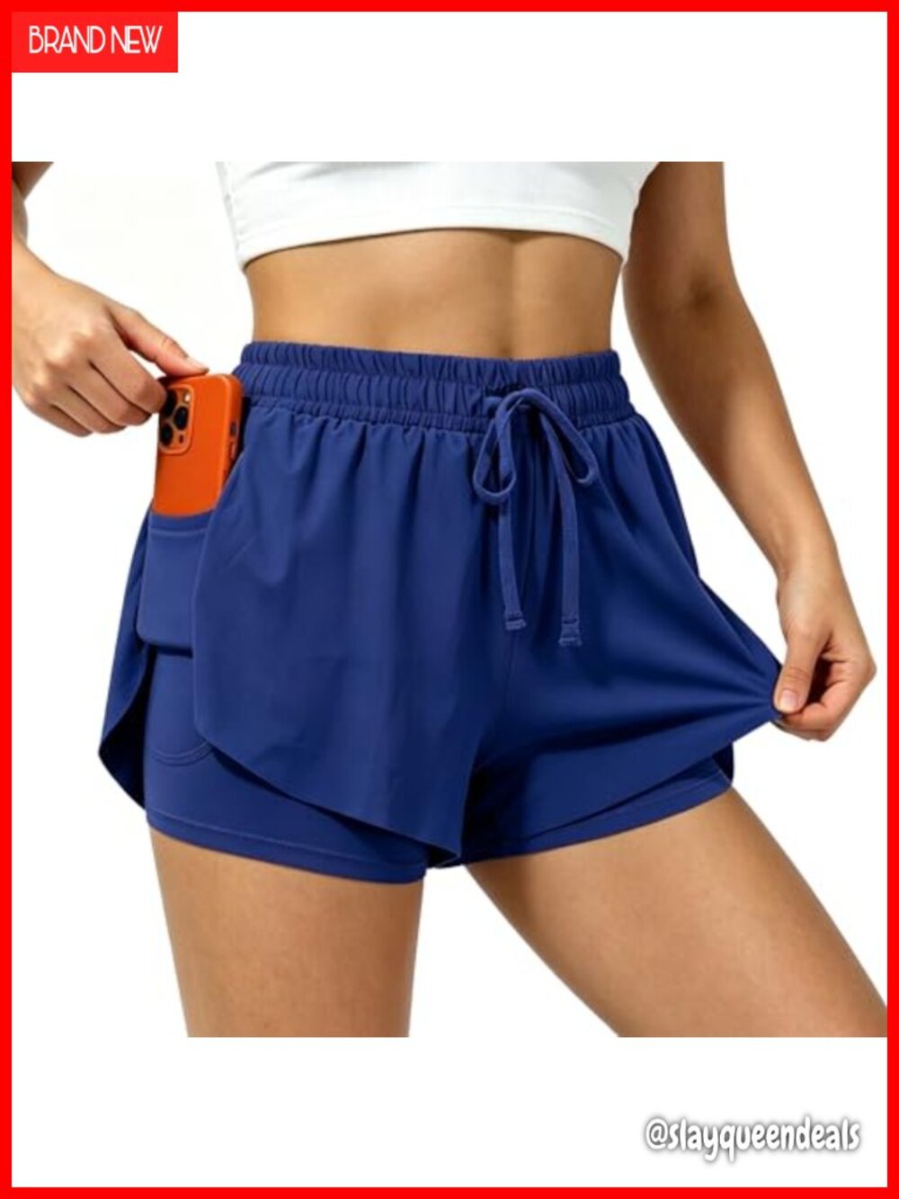 Women's High Waisted 2-in-1 Flowy Athletic Shorts Skorts with Liner Pockets